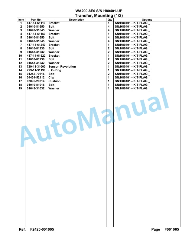 Komatsu WA200-8E0 Parts Manual H80401-up 2 Komatsu WA200-8E0 Parts Manual H80401-up-2