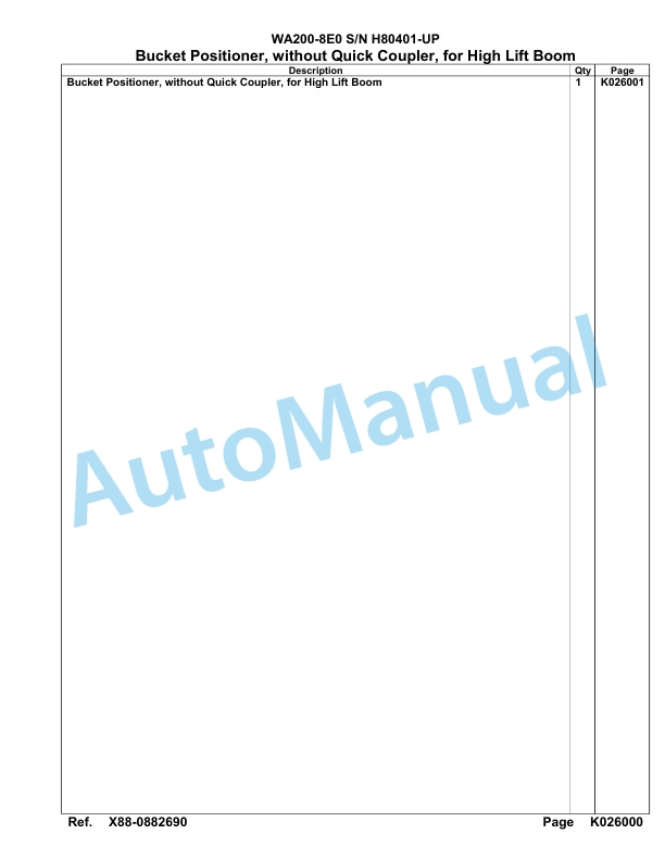 Komatsu WA200-8E0 Parts Manual H80401-up 5 Komatsu WA200-8E0 Parts Manual H80401-up-5