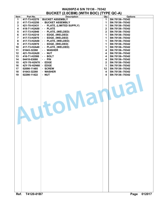 Komatsu WA200PZ-6 Parts Manual -70136 -70342 5 Komatsu WA200PZ-6 Parts Manual -70136 -70342-5