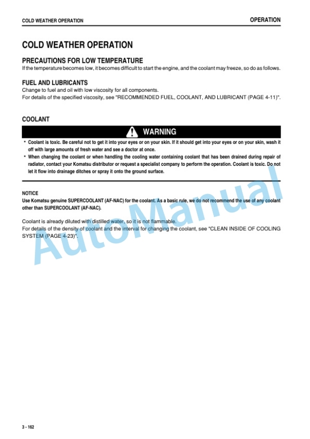 Komatsu WA200PZ-6 Wheel Loader Operation and Maintenance Manual TEN01101-00 4 Komatsu WA200PZ-6 Wheel Loader Operation and Maintenance Manual TEN01101-00-4