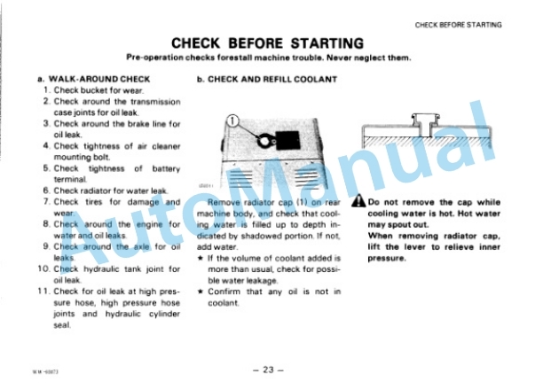 Alternative view of Komatsu WA250-1 Wheel Loader Operation and Maintenance Manual SEAMU4180102