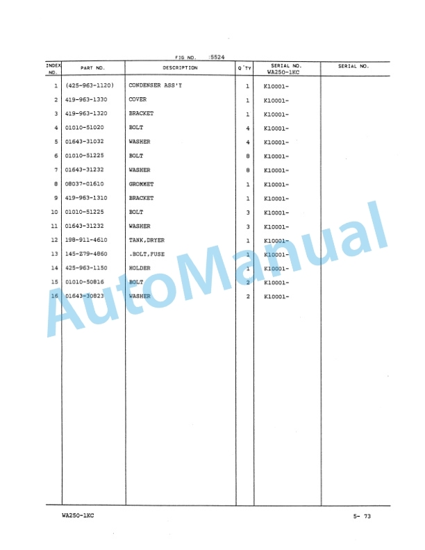 Komatsu WA250-1 Wheel Loader Parts Manual PEPBL4180100 4 Komatsu WA250-1 Wheel Loader Parts Manual PEPBL4180100-4