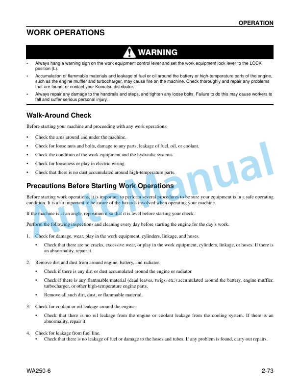 Komatsu WA250-3 Wheel Loader Operation and Maintenance Manual CEAM000503 3 Komatsu WA250-3 Wheel Loader Operation and Maintenance Manual CEAM000503 - Image 3