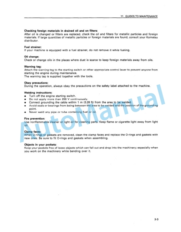 Komatsu WA250-3 Wheel Loader Operation and Maintenance Manual SEAM007500 4 Komatsu WA250-3 Wheel Loader Operation and Maintenance Manual SEAM007500 - Image 4