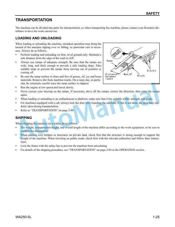 Alternative view of Komatsu WA250-5L Wheel Loader Operation and Maintenance Manual CEAM011301