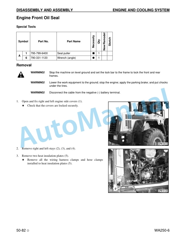 Komatsu WA250-6 Wheel Loader Shop Manual CEBM000704 5 Komatsu WA250-6 Wheel Loader Shop Manual CEBM000704 - Image 5