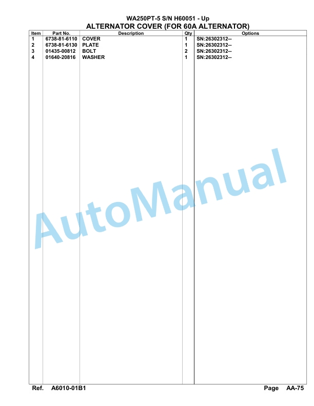 Komatsu WA250PT-5 Parts Manual H60051-up 2 Komatsu WA250PT-5 Parts Manual H60051-up-2