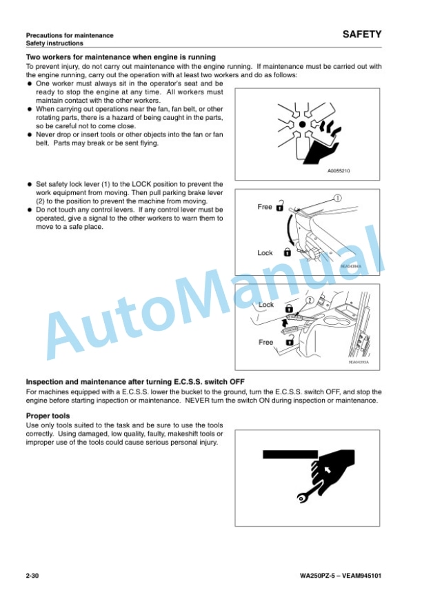 Alternative view of Komatsu WA250PZ-5 Wheel Loader Operation and Maintenance Manual VEAM945101