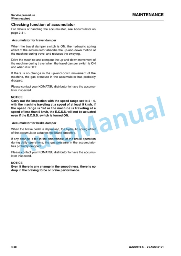 Komatsu WA250PZ-5 Wheel Loader Operation and Maintenance Manual VEAM945101 5 Komatsu WA250PZ-5 Wheel Loader Operation and Maintenance Manual VEAM945101 - Image 5