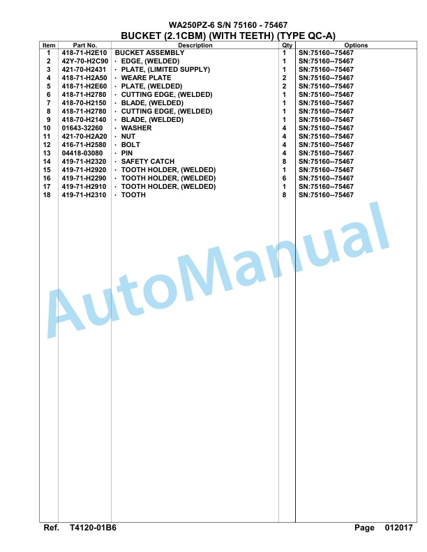 Komatsu WA250PZ-6 Parts Manual - 75160 - 75467 5 Komatsu WA250PZ-6 Parts Manual - 75160 - 75467-5