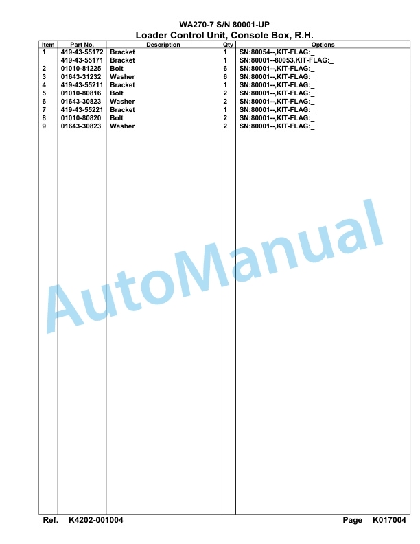 Komatsu WA270-7 Parts Manual 80001-UP 5 Komatsu WA270-7 Parts Manual 80001-UP-5