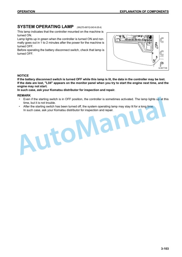 Komatsu WA270-7 Wheel Loader Operation and Maintenance Manual CEAM028001 3 Komatsu WA270-7 Wheel Loader Operation and Maintenance Manual CEAM028001 - Image 3