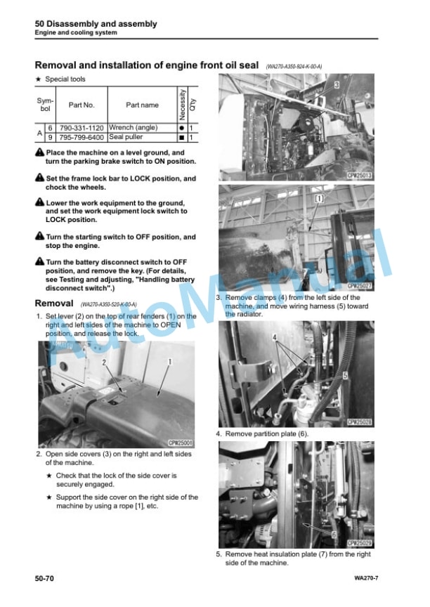 Komatsu WA270-7 Wheel Loader Shop Manual SEN06255-07 5 Komatsu WA270-7 Wheel Loader Shop Manual SEN06255-07 - Image 5