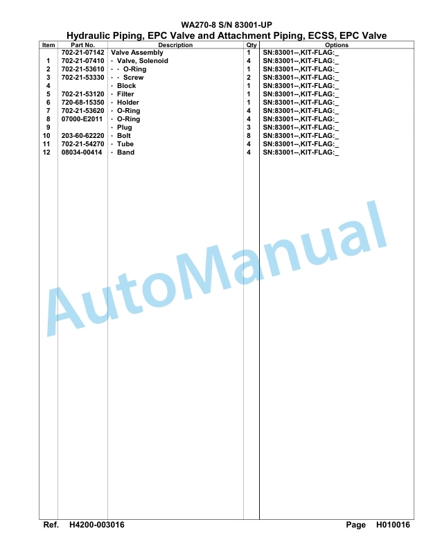 Komatsu WA270-8 Parts Manual WA00017H 3 Komatsu WA270-8 Parts Manual WA00017H-3