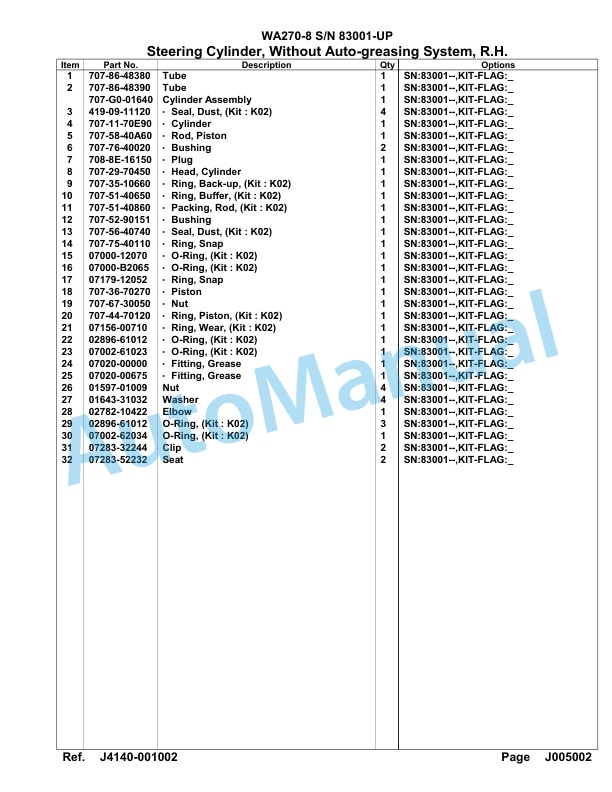 Komatsu WA270-8 Parts Manual WA00017H 4 Komatsu WA270-8 Parts Manual WA00017H-4