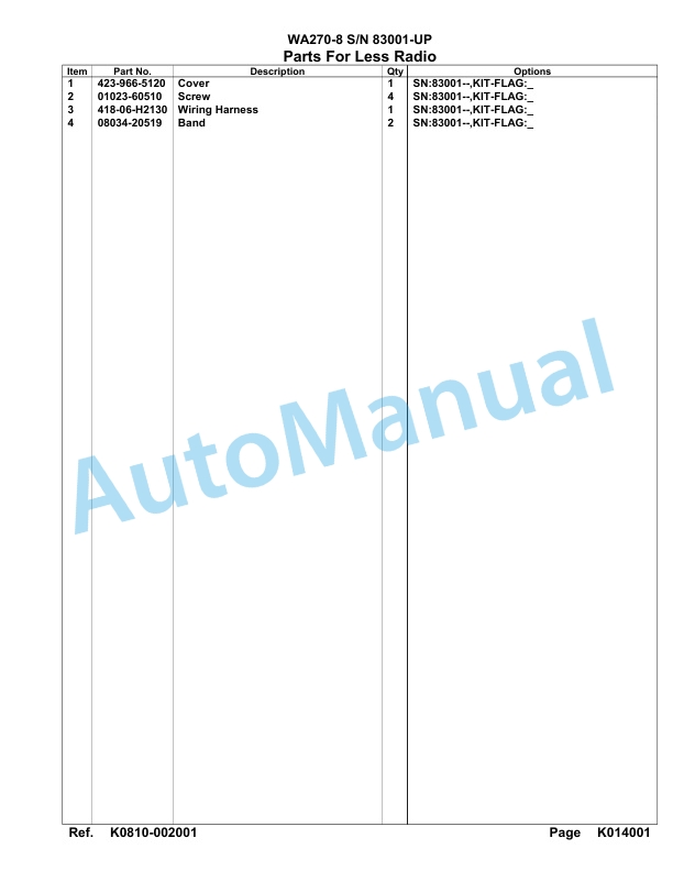 Komatsu WA270-8 Parts Manual WA00017H 5 Komatsu WA270-8 Parts Manual WA00017H-5