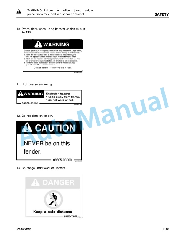 Alternative view of Komatsu WA320-3 Wheel Loader Operation and Maintenance Manual CEAM003501
