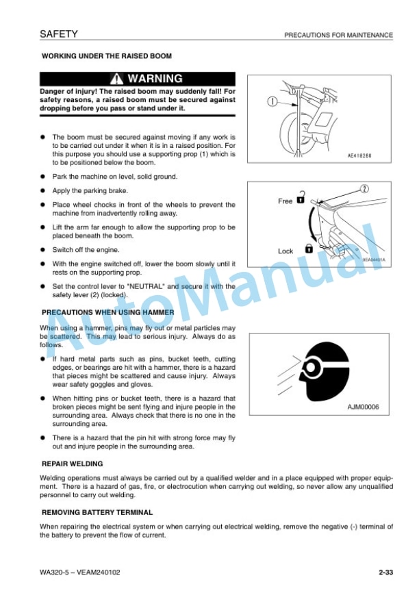 Alternative view of Komatsu WA320-5 Wheel Loader Operation and Maintenance Manual VEAM240102