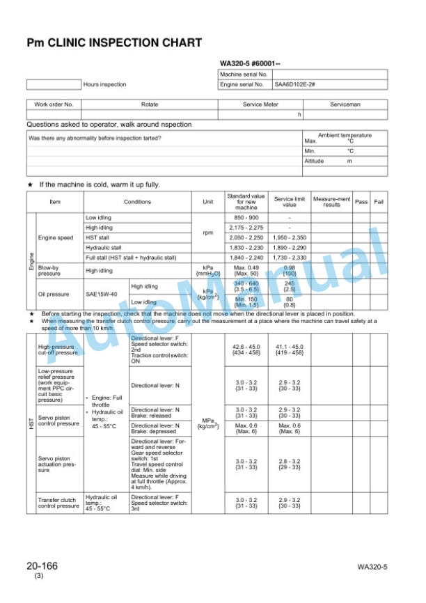 Komatsu WA320-5 Wheel Loader Shop Manual SEBM0346-10 3 Komatsu WA320-5 Wheel Loader Shop Manual SEBM0346-10 - Image 3