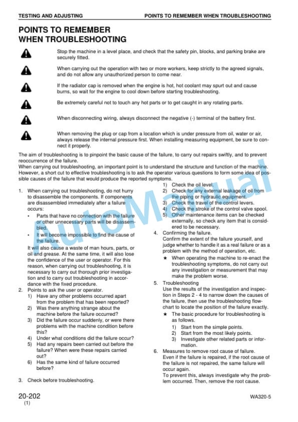 Komatsu WA320-5 Wheel Loader Shop Manual SEBM034610 3 Komatsu WA320-5 Wheel Loader Shop Manual SEBM034610 - Image 3