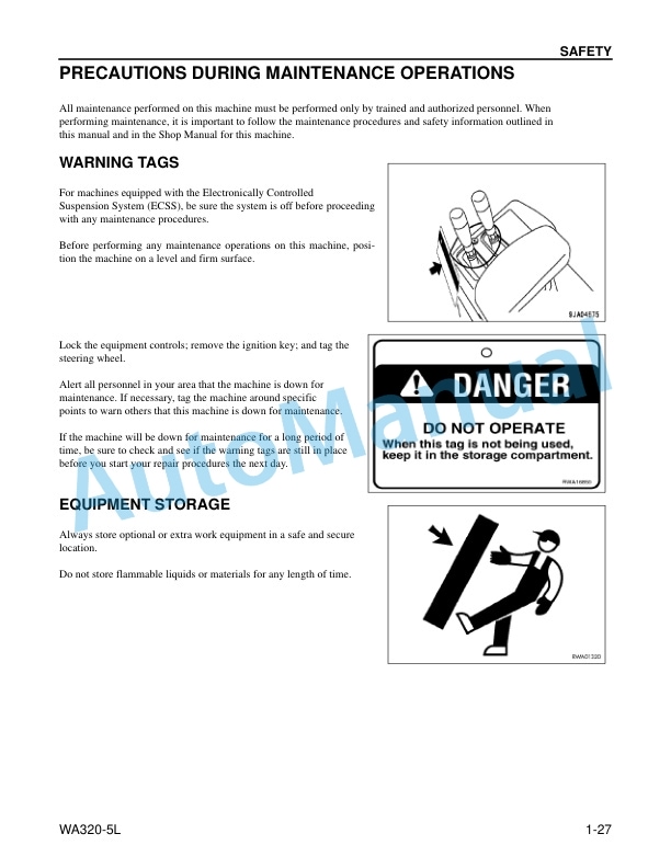 Alternative view of Komatsu WA320-5L Wheel Loader Operation and Maintenance Manual CEAM012203