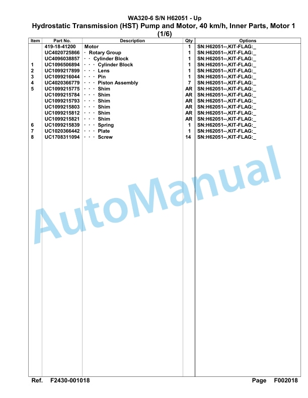 Komatsu WA320-6 Parts Manual H62051-up 2 Komatsu WA320-6 Parts Manual H62051-up-2
