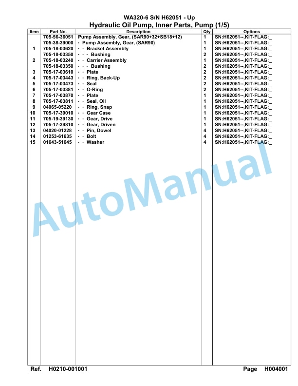 Komatsu WA320-6 Parts Manual H62051-up 3 Komatsu WA320-6 Parts Manual H62051-up-3