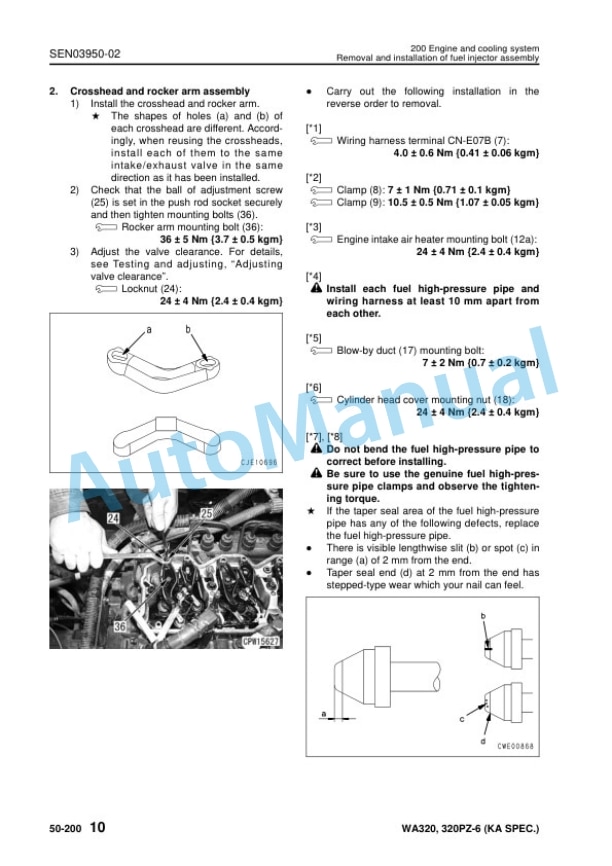 Komatsu WA320-6, WA320PZ-6 Wheel Loader Shop Manual SEN03911-04 5 Komatsu WA320-6, WA320PZ-6 Wheel Loader Shop Manual SEN03911-04 - Image 5