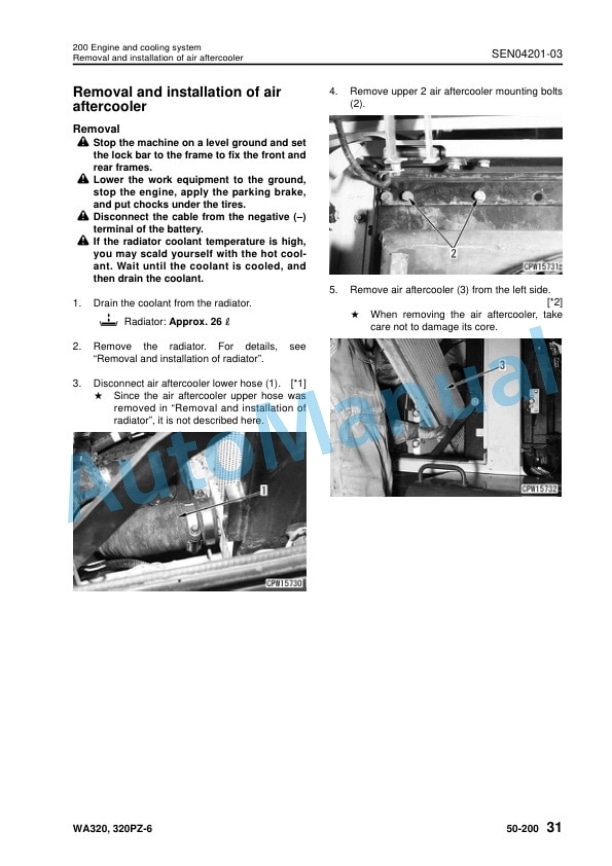 Komatsu WA320-6, WA320PZ-6 Wheel Loader Shop Manual SEN04162-12 5 Komatsu WA320-6, WA320PZ-6 Wheel Loader Shop Manual SEN04162-12 - Image 5