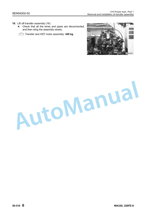 Komatsu WA320-6, WA320PZ-6 Wheel Loader Shop Manual SEN04162-13 5 Komatsu WA320-6, WA320PZ-6 Wheel Loader Shop Manual SEN04162-13 - Image 5