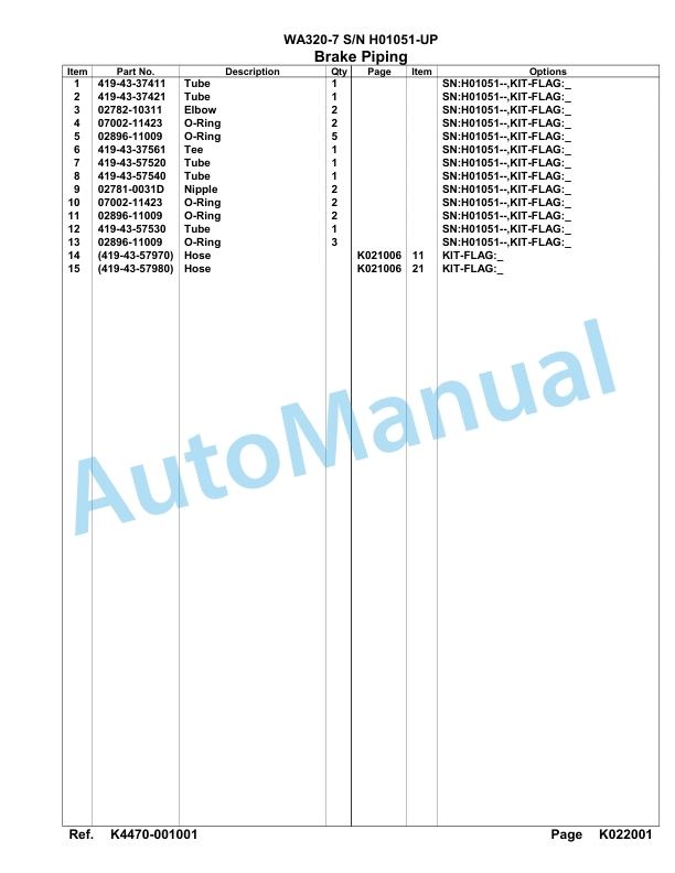 Komatsu WA320-7 Parts Manual SAA6D7FH 5 Komatsu WA320-7 Parts Manual SAA6D7FH-5