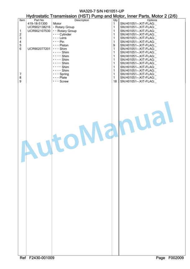 Komatsu WA320-7 Wheel Loader Parts Manual SAA6D7FH 2 Komatsu WA320-7 Wheel Loader Parts Manual SAA6D7FH-2