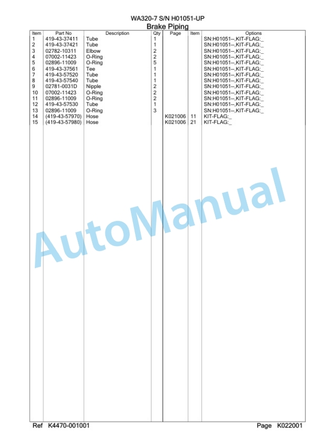 Komatsu WA320-7 Wheel Loader Parts Manual SAA6D7FH 5 Komatsu WA320-7 Wheel Loader Parts Manual SAA6D7FH-5
