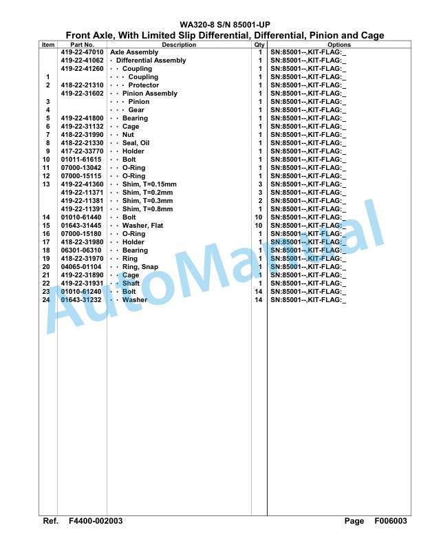 Komatsu WA320-8 Parts Manual WA00015H 2 Komatsu WA320-8 Parts Manual WA00015H-2