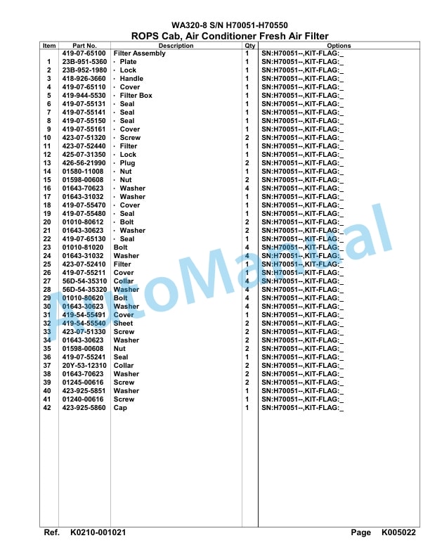 Komatsu WA320-8 Parts Manual WA00020H 4 Komatsu WA320-8 Parts Manual WA00020H-4