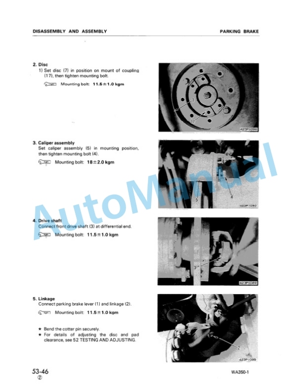 Komatsu WA350-1 Wheel Loader Shop Manual SEBM04230107 4 Komatsu WA350-1 Wheel Loader Shop Manual SEBM04230107 - Image 4