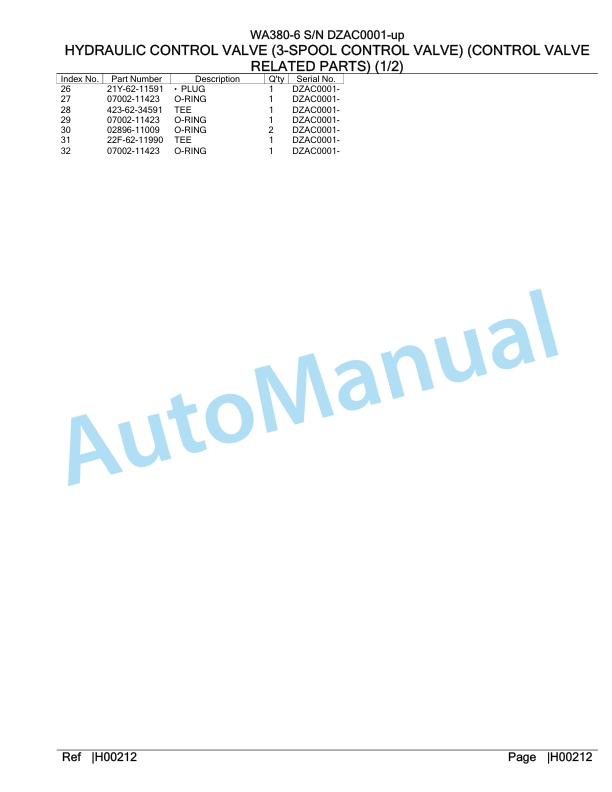 Komatsu WA380-6 Parts Manual DZAC0001-up 3 Komatsu WA380-6 Parts Manual DZAC0001-up-3