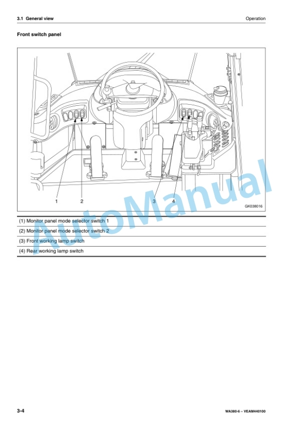 Alternative view of Komatsu WA380-6 Wheel Loader Operation and Maintenance Manual VEAM440100