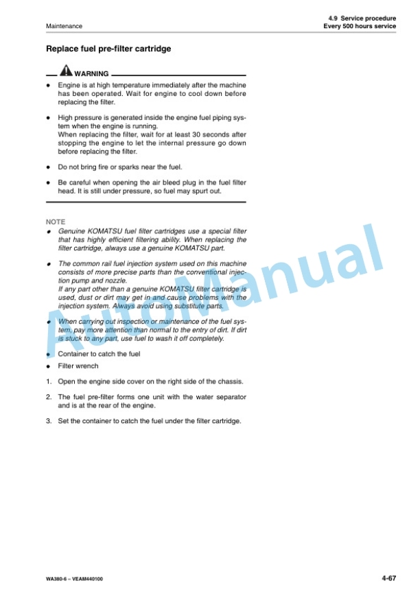 Komatsu WA380-6 Wheel Loader Operation and Maintenance Manual VEAM440100 5 Komatsu WA380-6 Wheel Loader Operation and Maintenance Manual VEAM440100 - Image 5