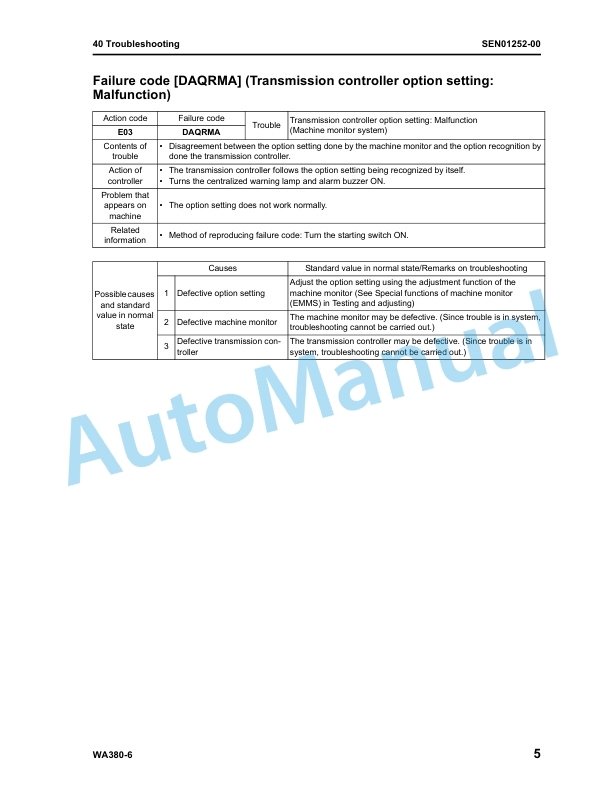 Komatsu WA380-6 Wheel Loader Shop Manual SEN01248-00 4 Komatsu WA380-6 Wheel Loader Shop Manual SEN01248-00-4