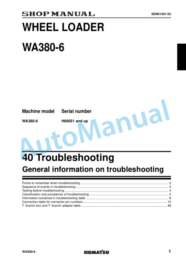 Komatsu WA380-6 Wheel Loader Shop Manual VEBM440102 3 Komatsu WA380-6 Wheel Loader Shop Manual VEBM440102 - Image 3