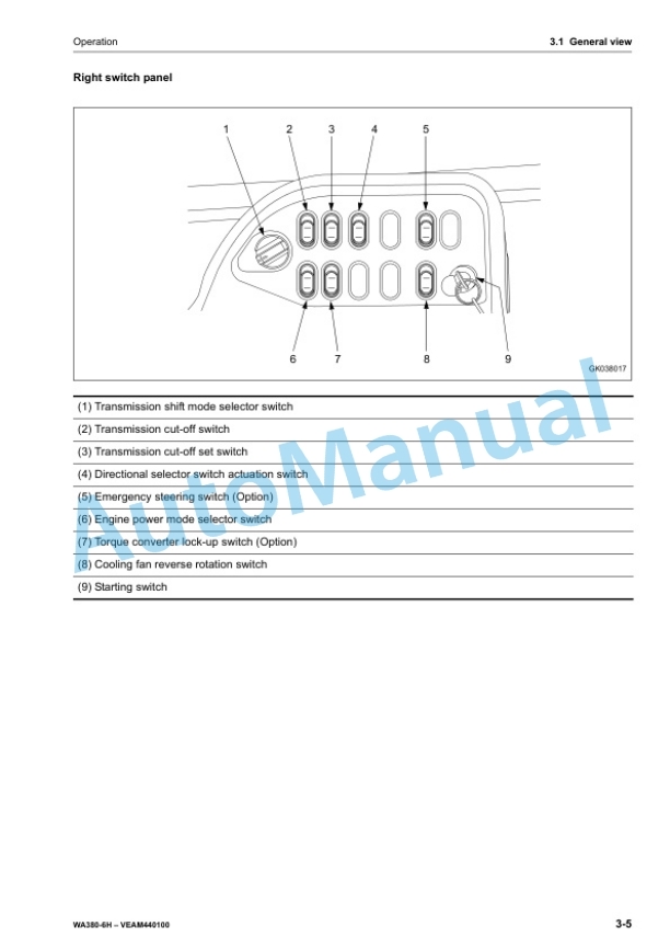 Alternative view of Komatsu WA380-6H Wheel Loader Operation and Maintenance Manual VEAM440100