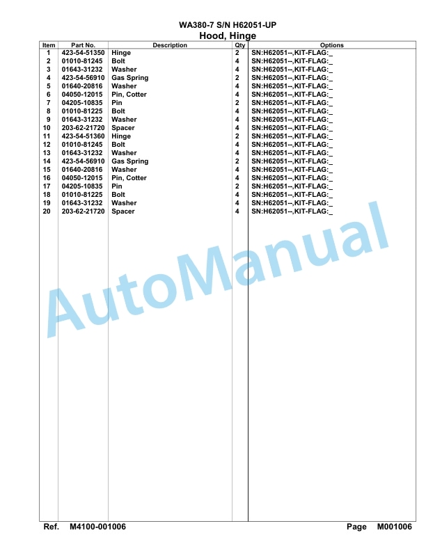 Komatsu WA380-7 Parts Manual SAA6D7EH 5 Komatsu WA380-7 Parts Manual SAA6D7EH-5