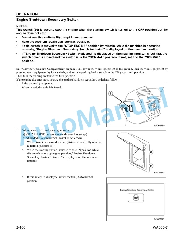 Komatsu WA380-7 Wheel Loader Operation and Maintenance Manual CEAM025803 3 Komatsu WA380-7 Wheel Loader Operation and Maintenance Manual CEAM025803 - Image 3