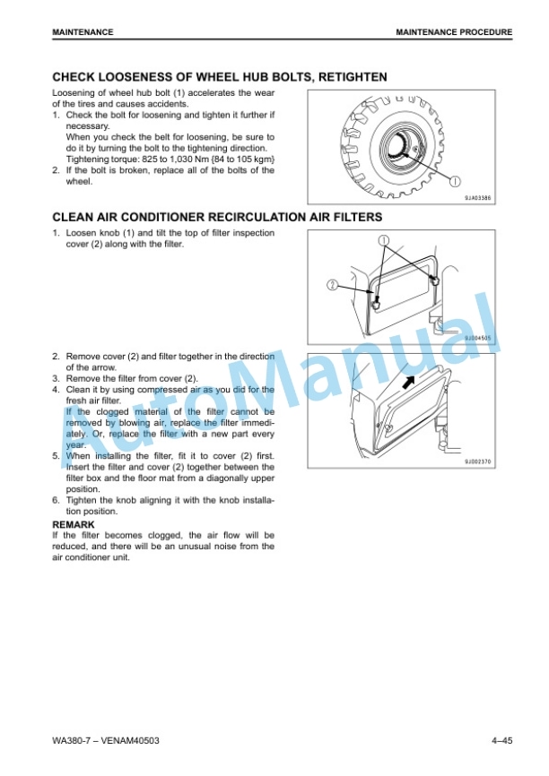 Komatsu WA380-7 Wheel Loader Operation and Maintenance Manual VENAM40503 5 Komatsu WA380-7 Wheel Loader Operation and Maintenance Manual VENAM40503 - Image 5