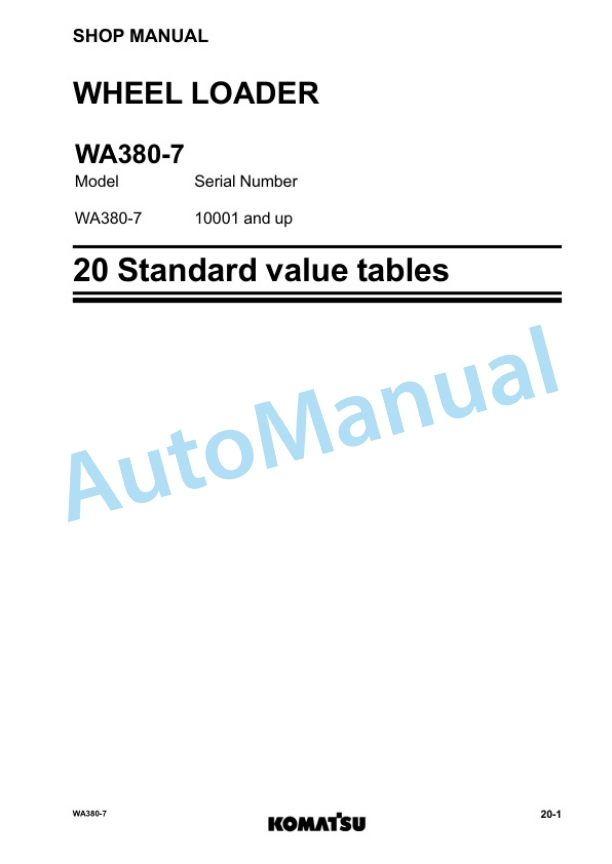 Komatsu WA380-7 Wheel Loader Shop Manual SEN05650-10 2 Komatsu WA380-7 Wheel Loader Shop Manual SEN05650-10 - Image 2