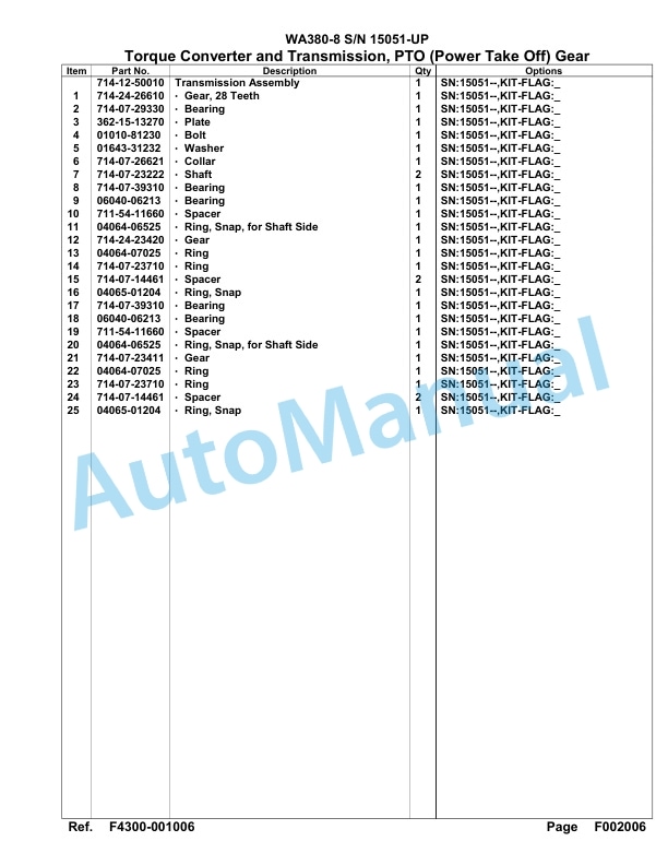 Komatsu WA380-8 Parts Manual WA00008H 2 Komatsu WA380-8 Parts Manual WA00008H-2