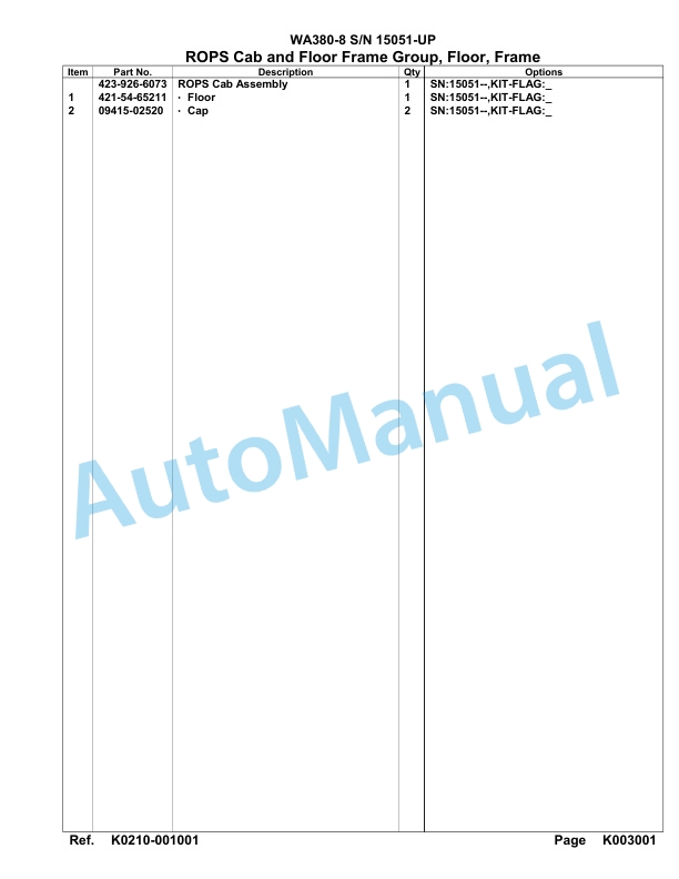 Komatsu WA380-8 Parts Manual WA00008H 4 Komatsu WA380-8 Parts Manual WA00008H-4