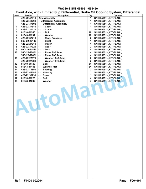 Komatsu WA380-8 Parts Manual WA00010H 2 Komatsu WA380-8 Parts Manual WA00010H-2