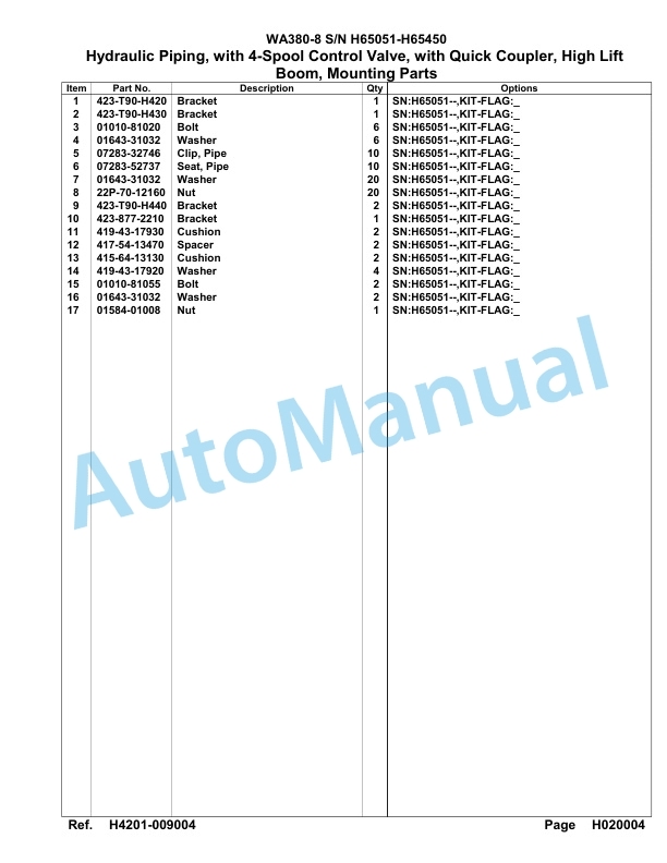 Komatsu WA380-8 Parts Manual WA00010H 3 Komatsu WA380-8 Parts Manual WA00010H-3